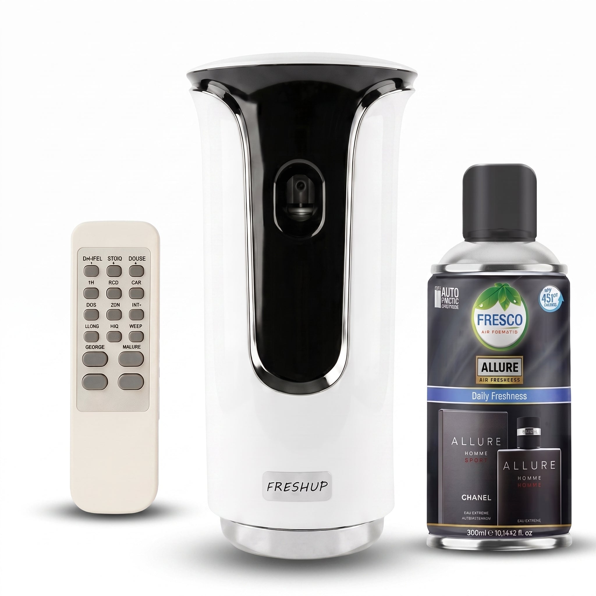 Freshup Premium LED Remote Control Automatic Air Freshener Dispenser with Free Air Freshener & D-Size Batteries