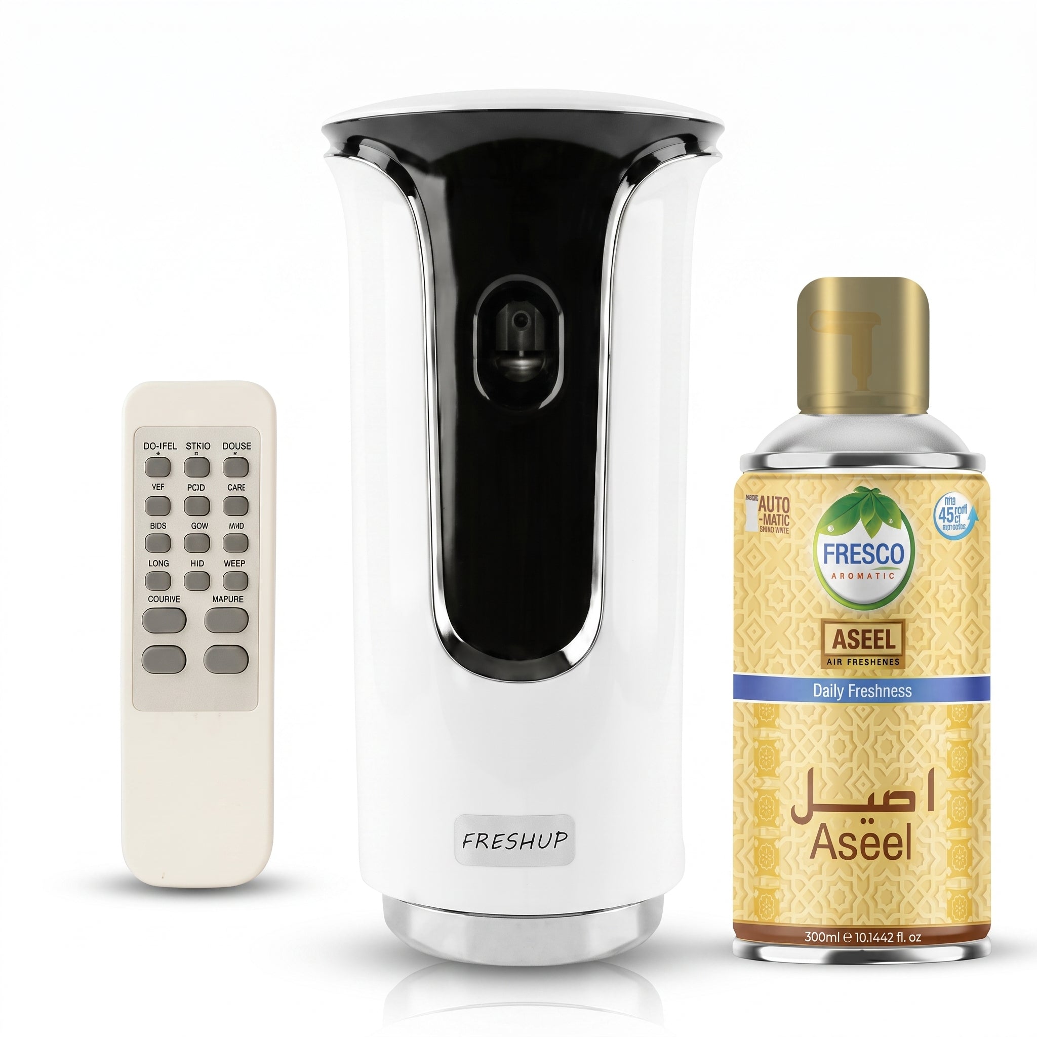 Freshup Premium LED Remote Control Automatic Air Freshener Dispenser with Free Air Freshener & D-Size Batteries
