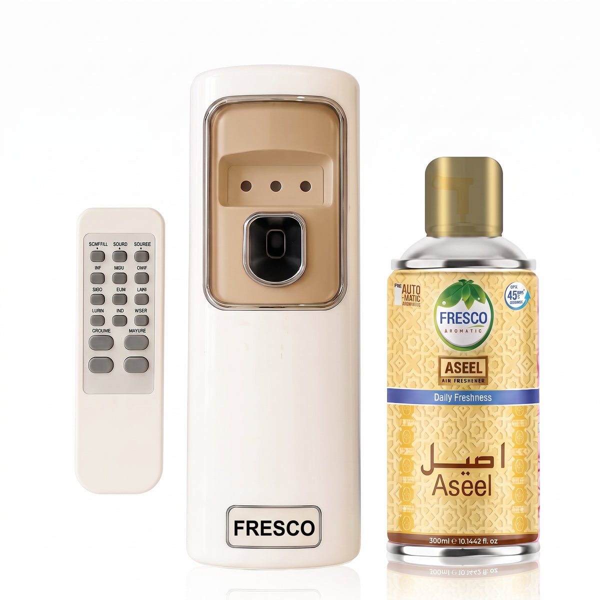 Fresco Automatic Air Freshener Dispenser + Violet Refill (300ml) with Remote