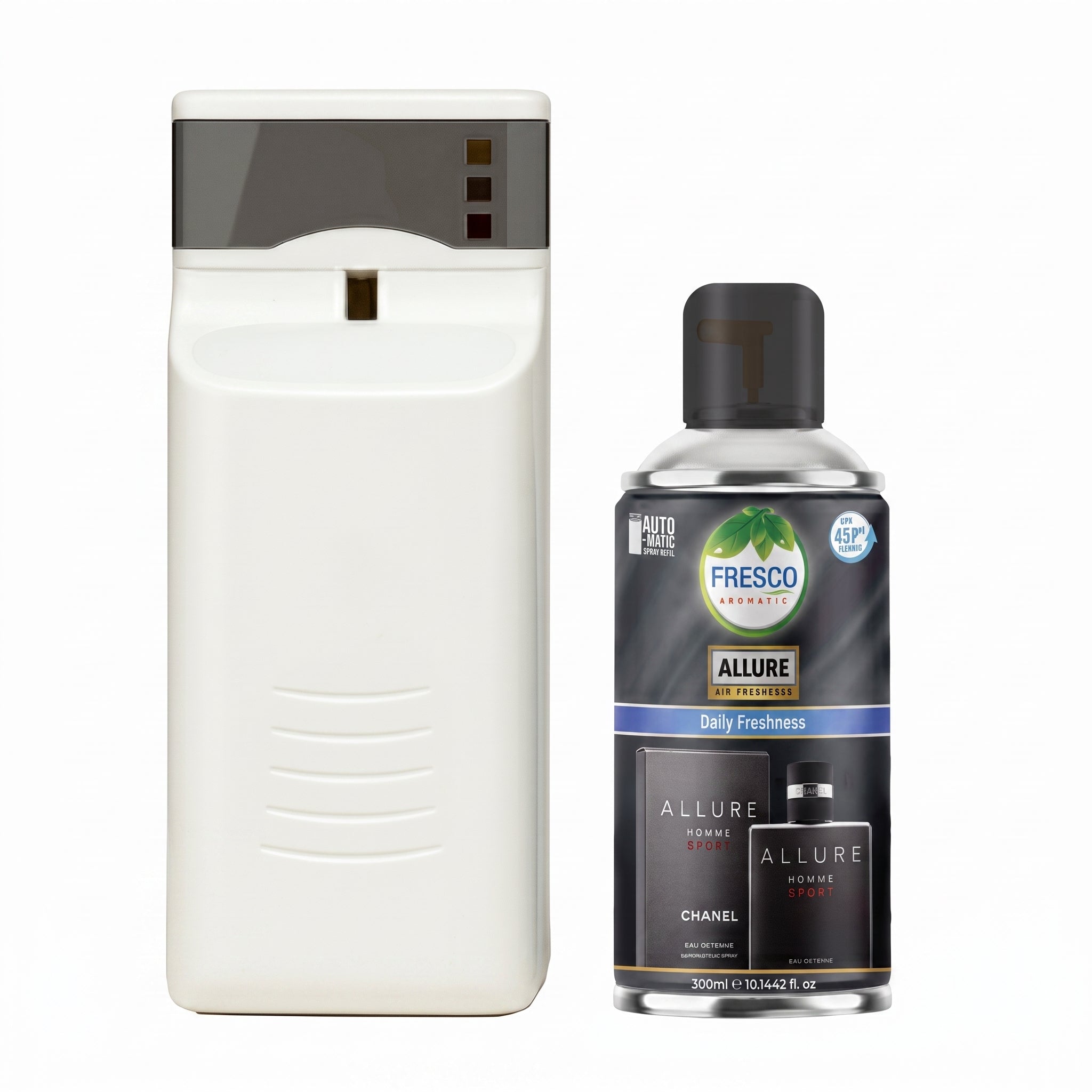 Fresco Automatic Air Freshener Dispenser + Refill – Smart Fragrance Spray Machine  | 2 X D size Cell FREE
