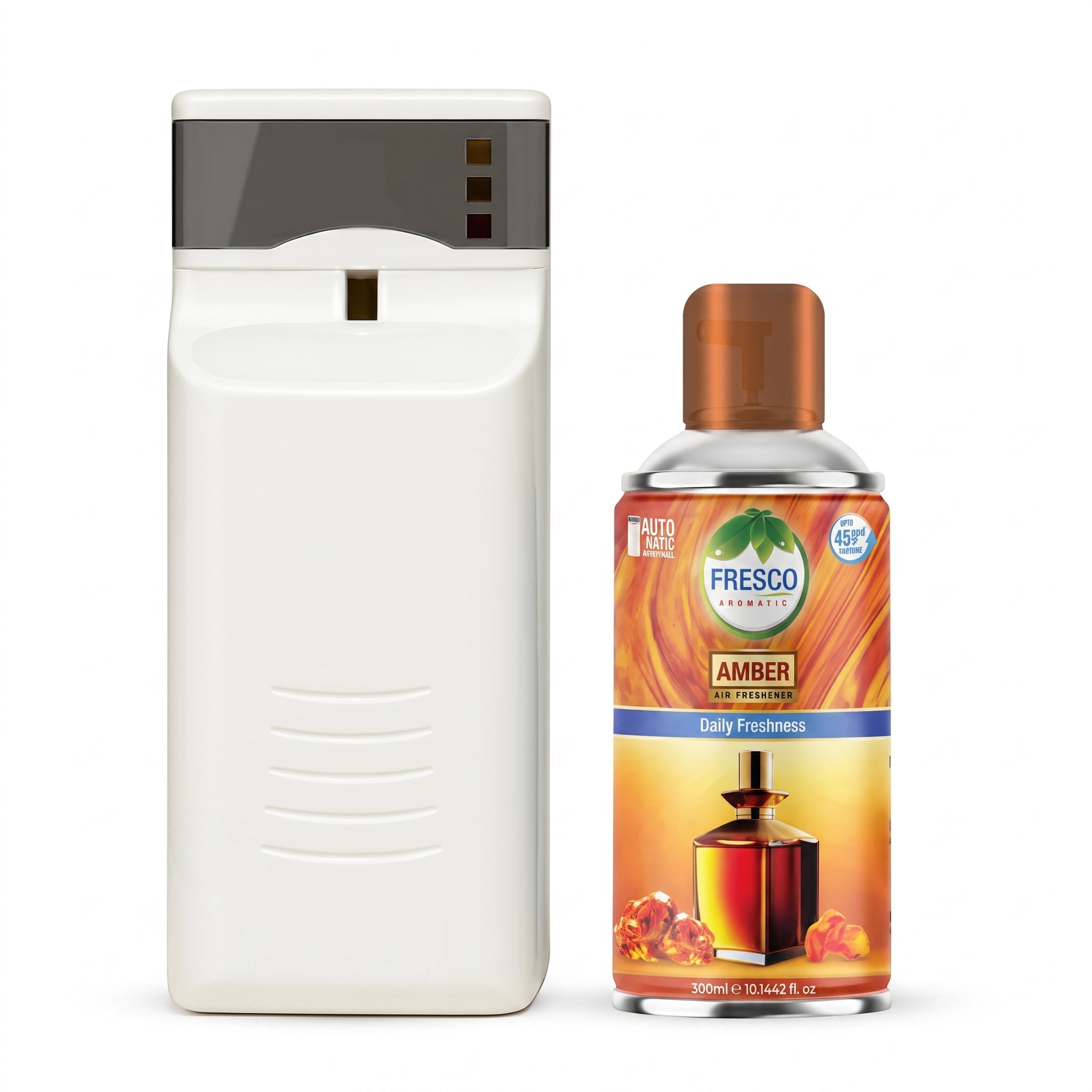 Fresco Automatic Air Freshener Dispenser + Refill – Smart Fragrance Spray Machine  | 2 X D size Cell FREE
