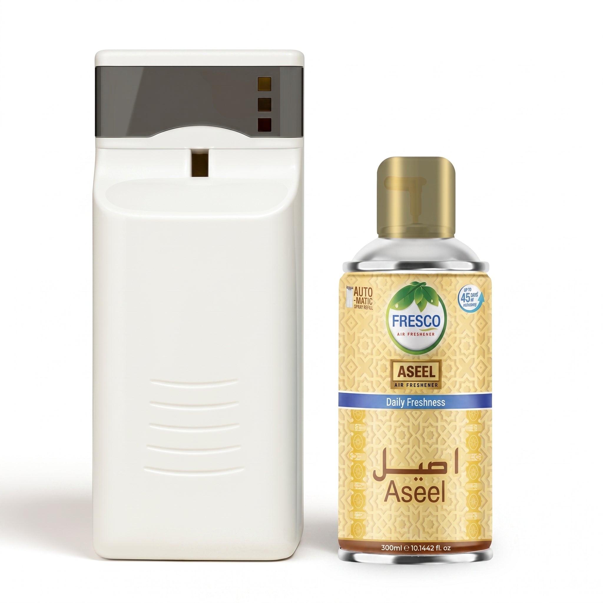 Fresco Automatic Air Freshener Dispenser + Refill – Smart Fragrance Spray Machine  | 2 X D size Cell FREE