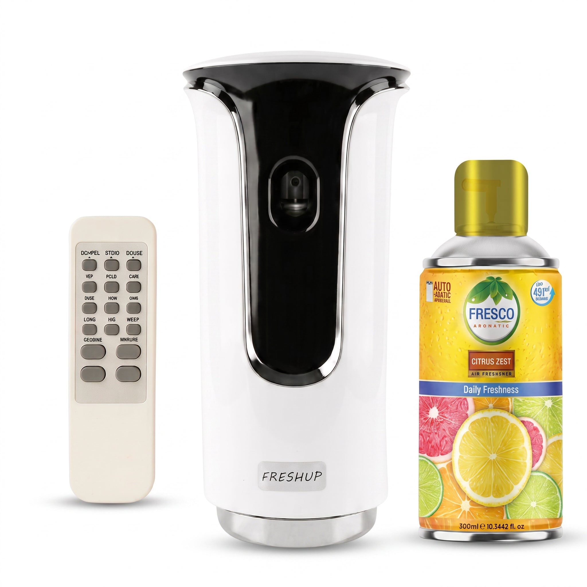 Freshup Premium LED Remote Control Automatic Air Freshener Dispenser with Free Air Freshener & D-Size Batteries