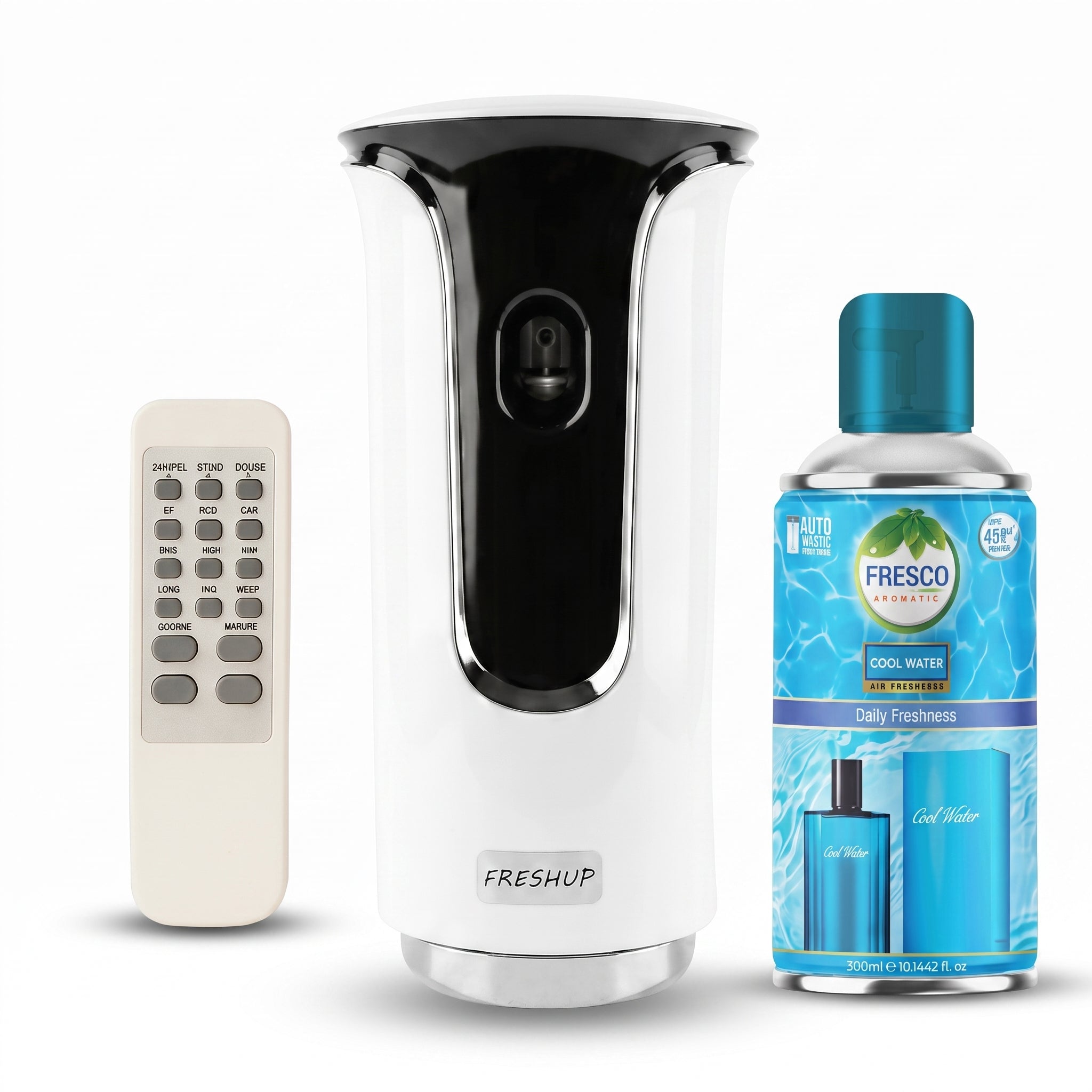 Freshup Premium LED Remote Control Automatic Air Freshener Dispenser with Free Air Freshener & D-Size Batteries