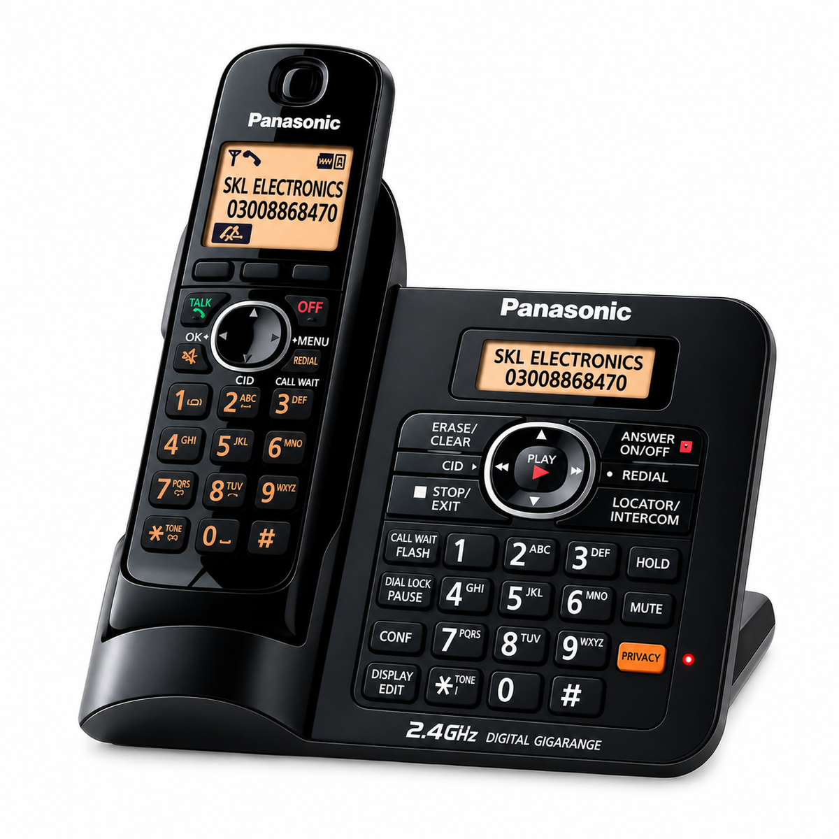 Panasonic KX-TG3811BX 2.4GHz Digital Cordless Phone with Caller ID & Base Dial Pad