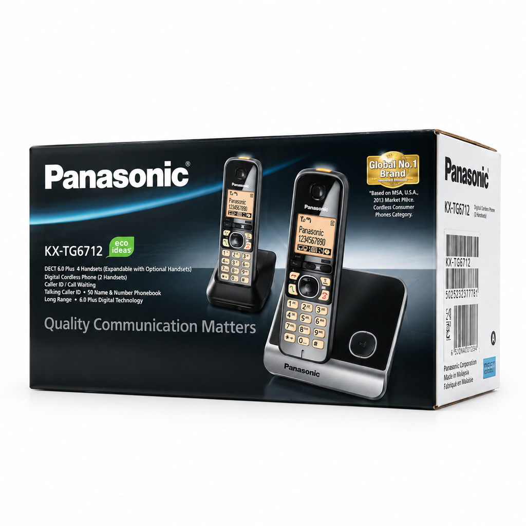 Panasonic KX-TG6712 Dual Handset ECO Digital Cordless Landline Phone