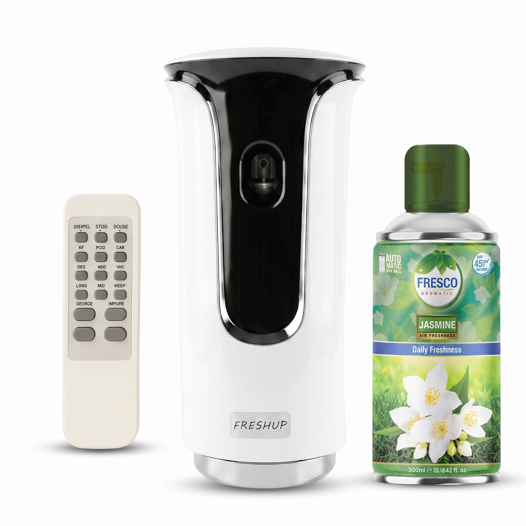 Freshup Premium LED Remote Control Automatic Air Freshener Dispenser with Free Air Freshener & D-Size Batteries
