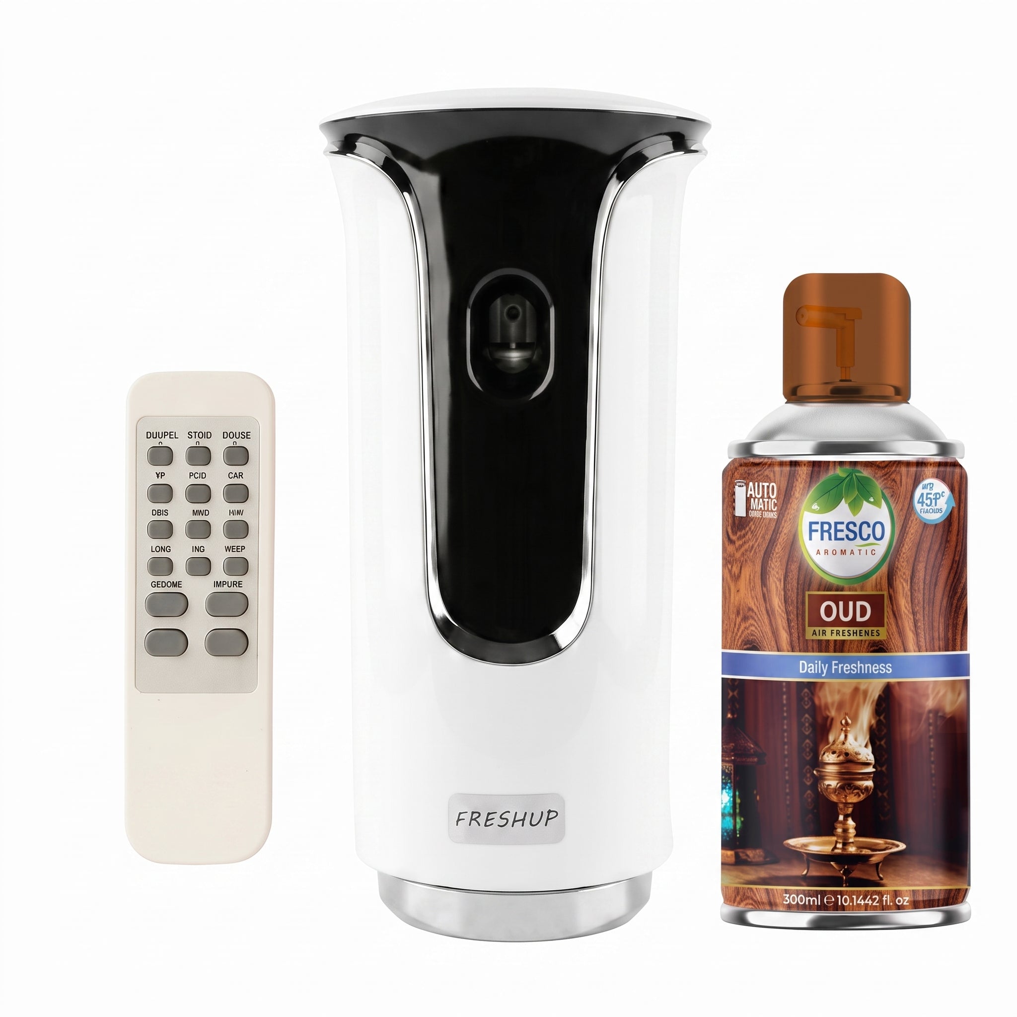 Freshup Premium LED Remote Control Automatic Air Freshener Dispenser with Free Air Freshener & D-Size Batteries
