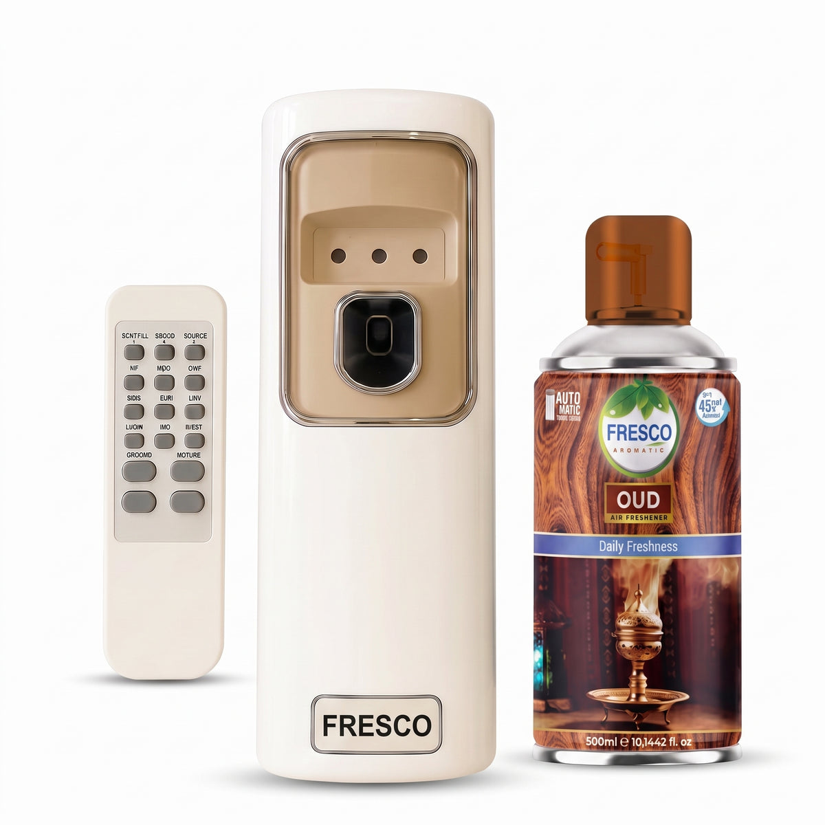 Fresco Automatic Air Freshener Dispenser + Violet Refill (300ml) with Remote