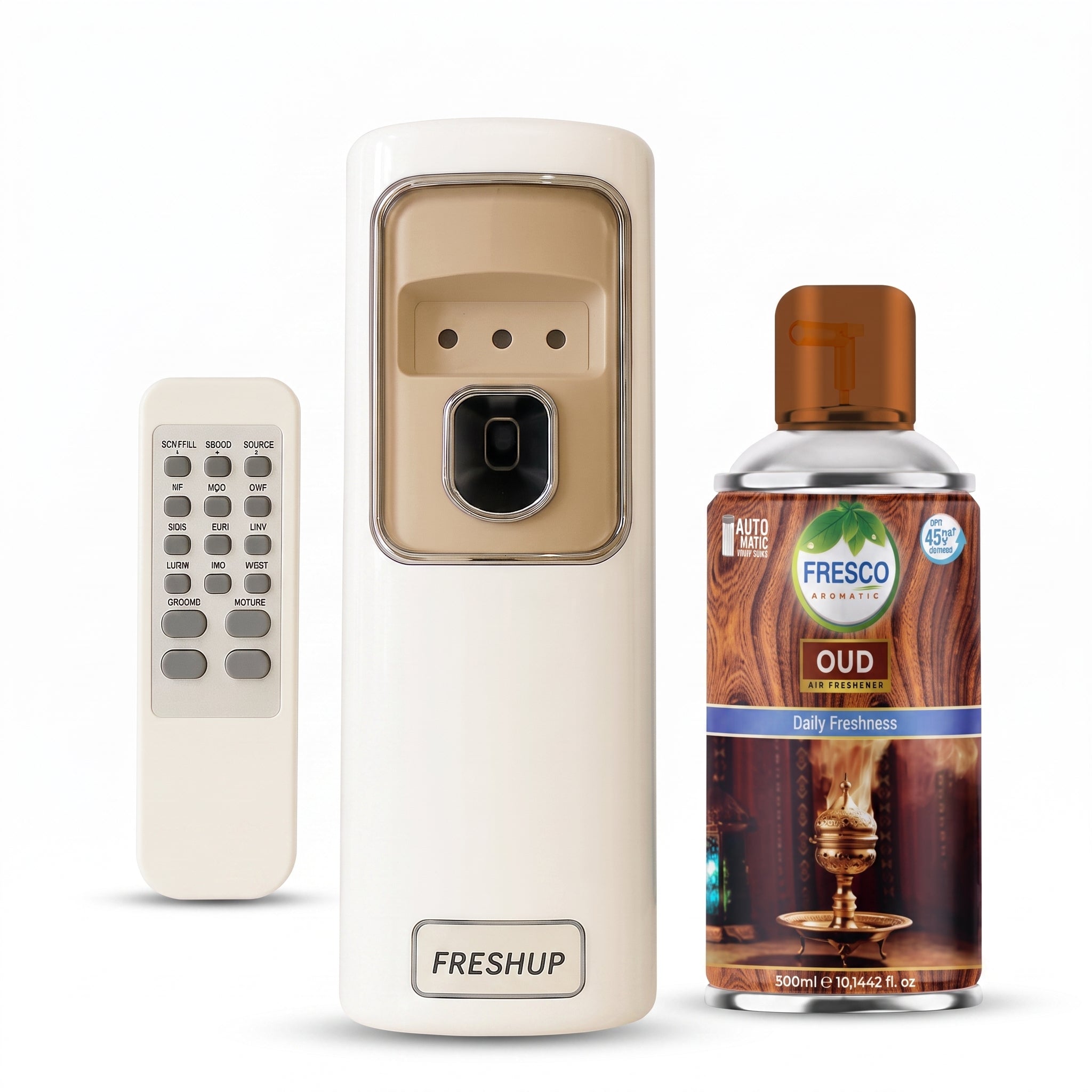 FreshUp Automatic Air Freshener Dispenser + Violet Refill (300ml) with Remote