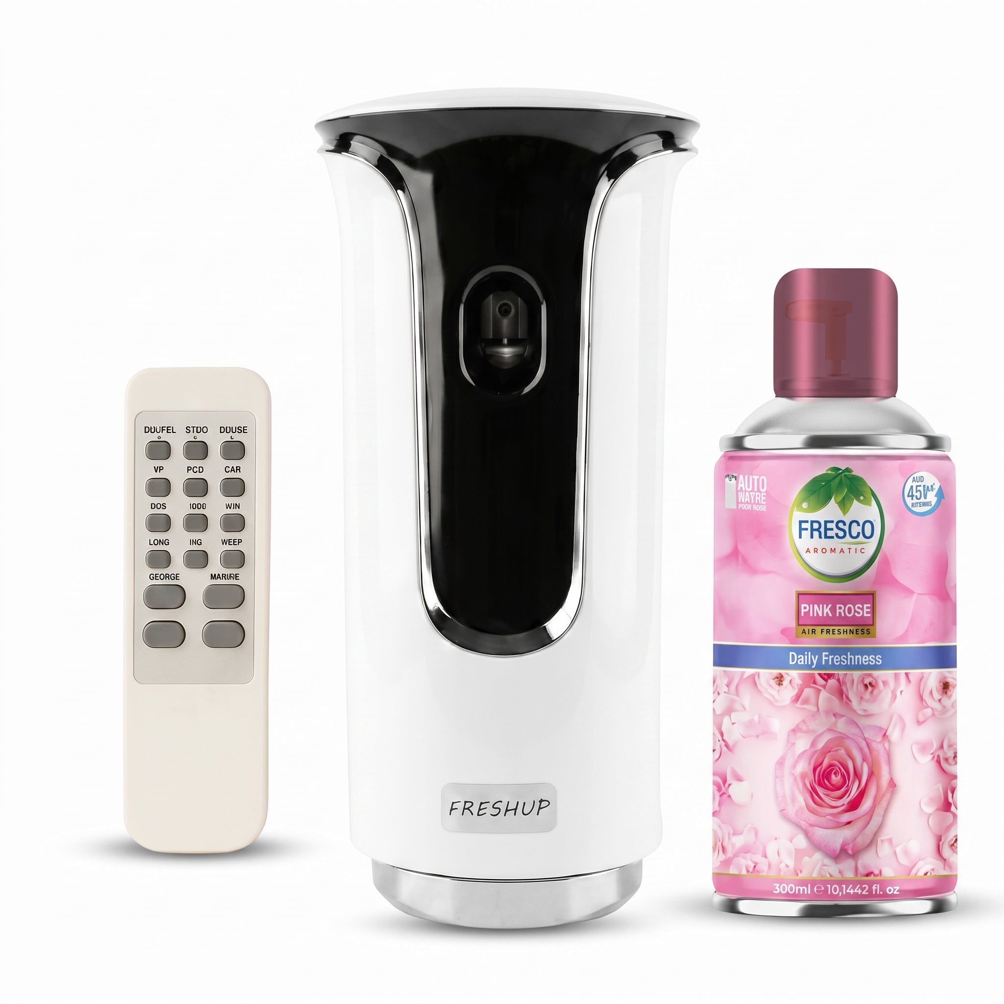 Freshup Premium LED Remote Control Automatic Air Freshener Dispenser with Free Air Freshener & D-Size Batteries
