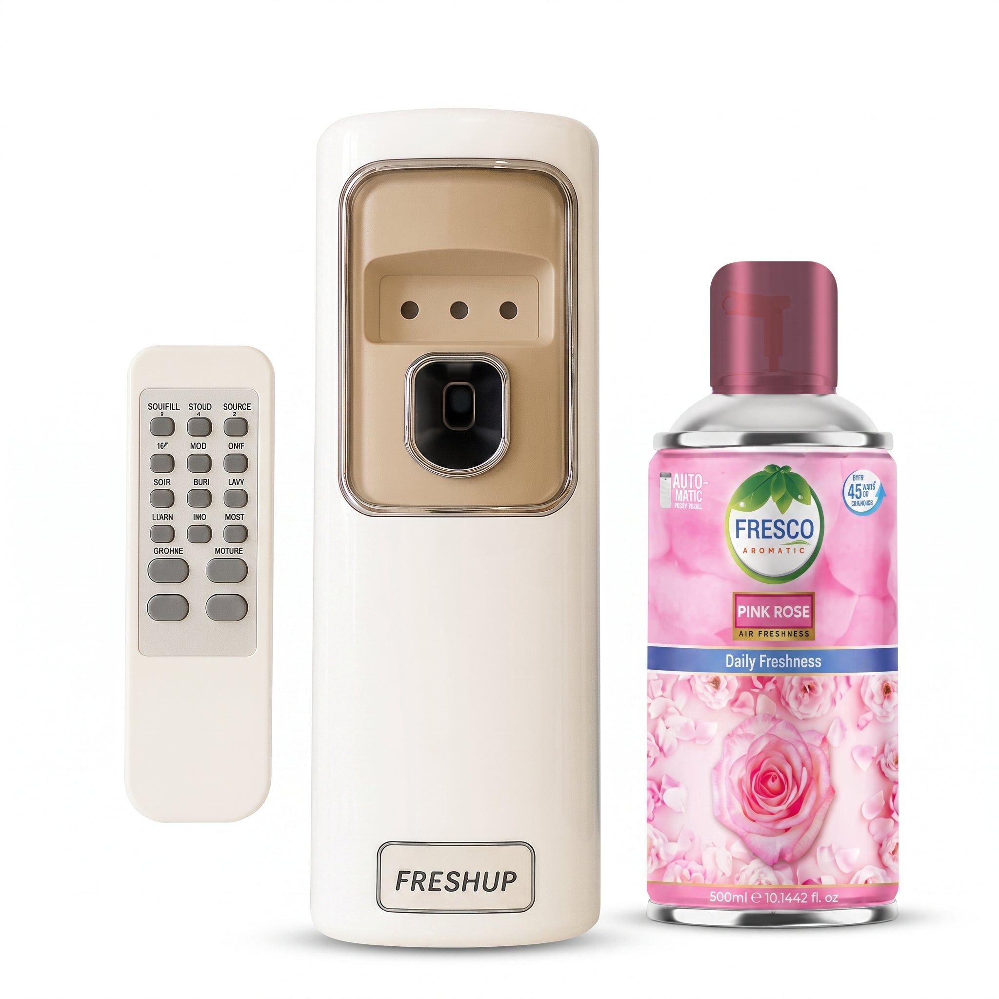 FreshUp Automatic Air Freshener Dispenser + Violet Refill (300ml) with Remote