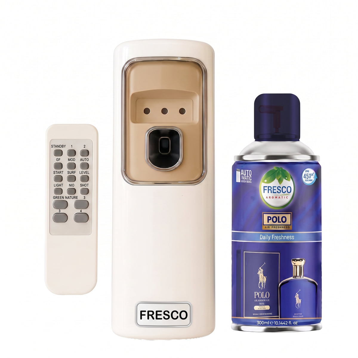 Fresco Automatic Air Freshener Dispenser + Violet Refill (300ml) with Remote