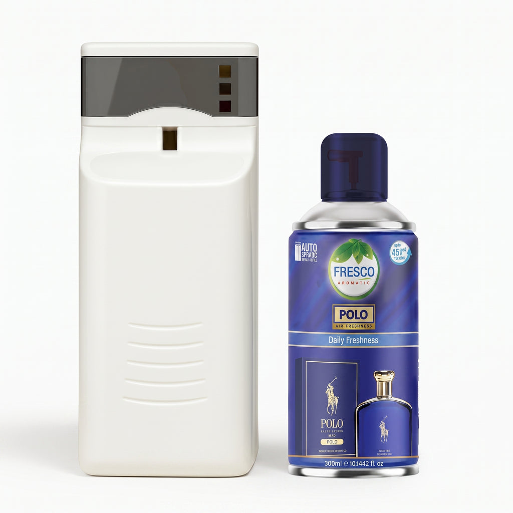 Fresco Automatic Air Freshener Dispenser + Refill – Smart Fragrance Spray Machine  | 2 X D size Cell FREE
