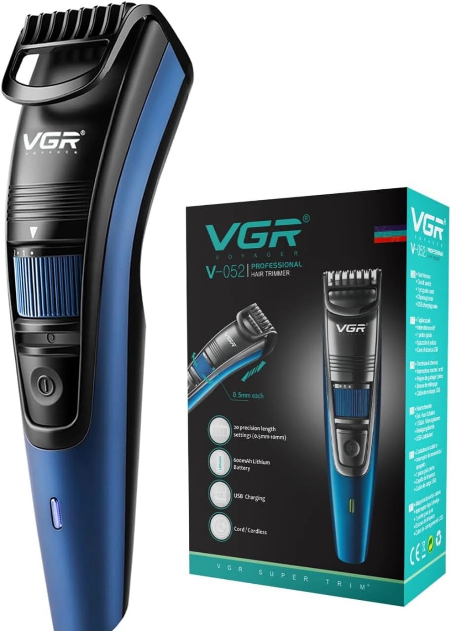 VGR V-052 Professional Hair Trimmer | 20 Length Settings | USB Rechargeable | Cordless