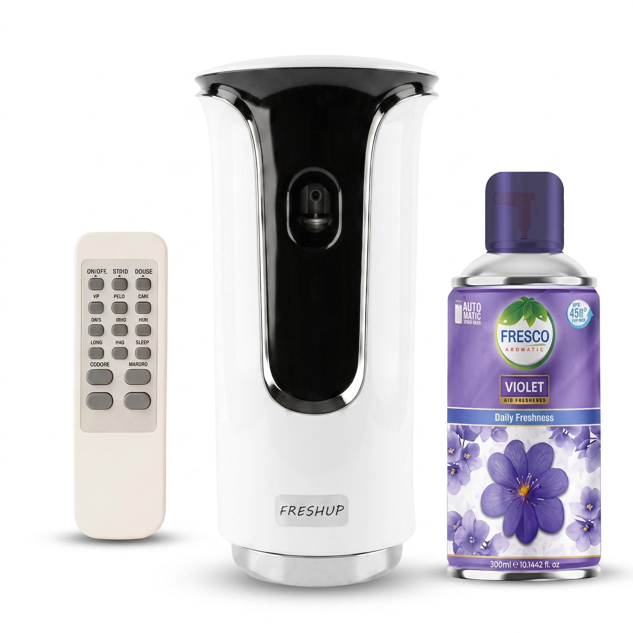 Freshup Premium LED Remote Control Automatic Air Freshener Dispenser with Free Air Freshener & D-Size Batteries