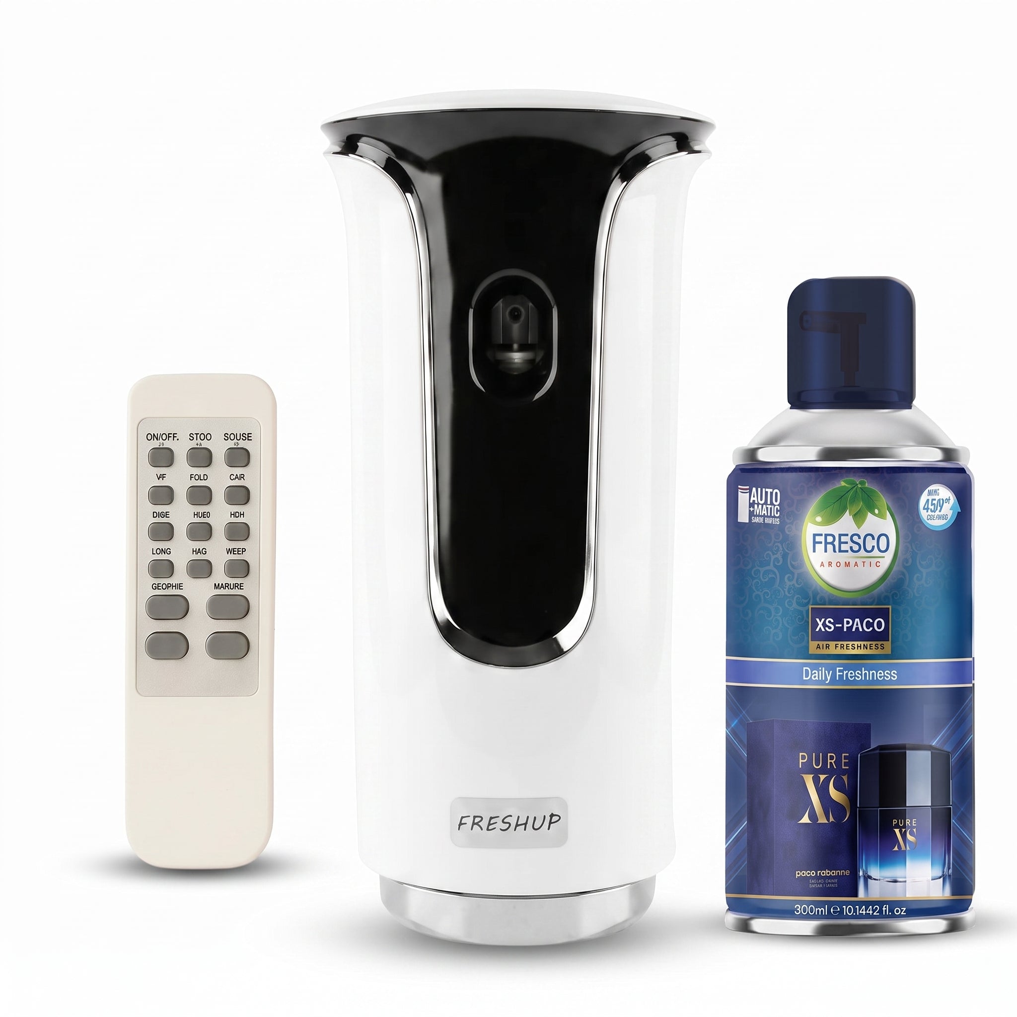 Freshup Premium LED Remote Control Automatic Air Freshener Dispenser with Free Air Freshener & D-Size Batteries