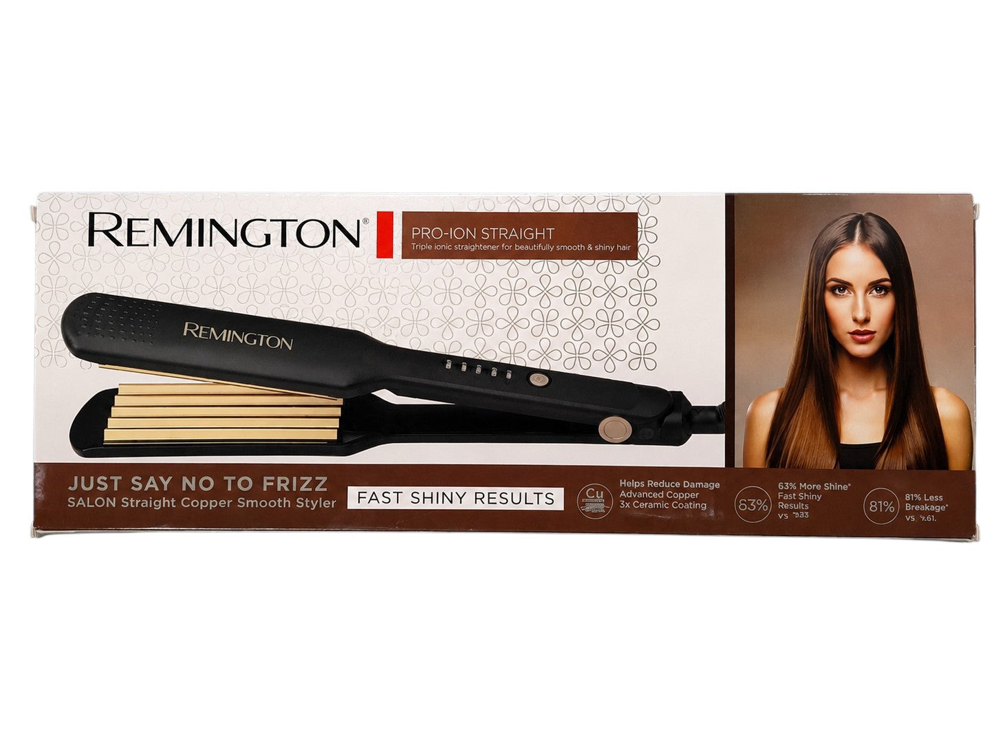 Remington Pro-Ion Straight Hair Straightener RM-9930W | Copper Ceramic Plates | Anti-Frizz Hair Styler